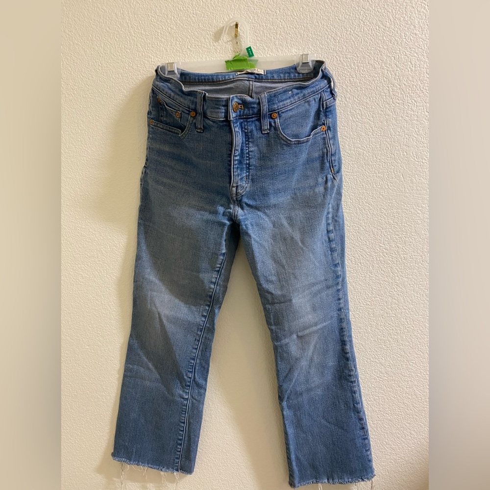 Madewell Women's MidRise Kick Flare Raw Edge Blue Jeans‎ | 28